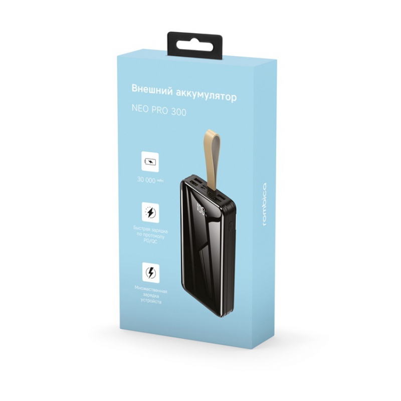 Внешний аккумулятор для ноутбуков «NEO PRO-300», 30000 mAh, Rombica, белый, черный. Артикул о59589