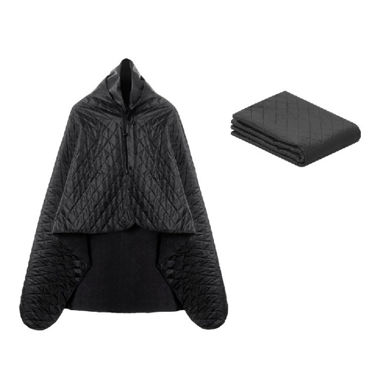 Плед-пончо 2-в-1 «Cappy» с капюшоном и мешком, темно-синий, серый, черный. Артикул о14251