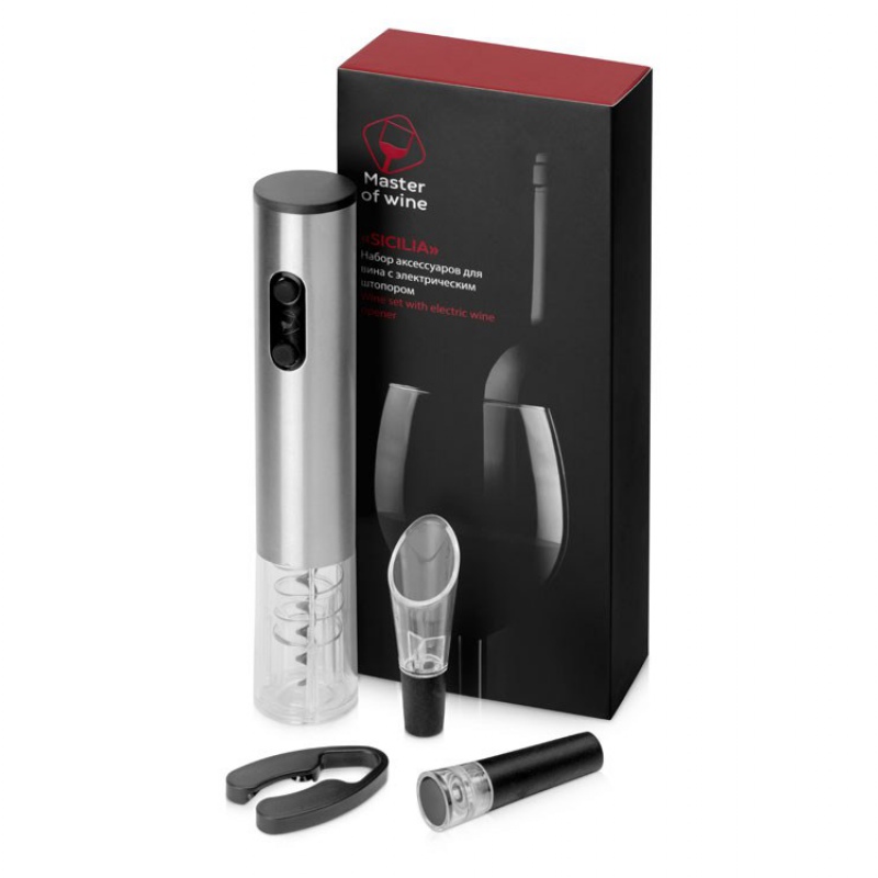 Набор аксессуаров для вина с электрическим штопором «Sicilia». Артикул о685700