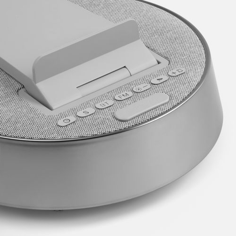 Bluetooth-колонка с беспроводной зарядкой и часами netEnergy, серая. Артикул р16847.10