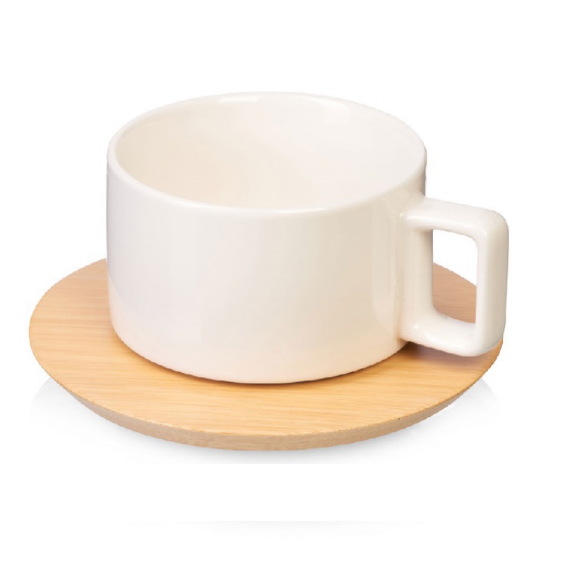 Чайная пара с бамбуковым блюдцем «Sheffield», 4 цвета. Артикул о87145