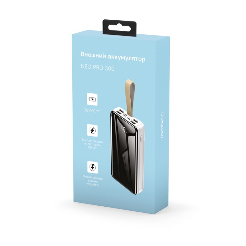 Внешний аккумулятор для ноутбуков «NEO PRO-300», 30000 mAh, Rombica, белый, черный. Артикул о59589