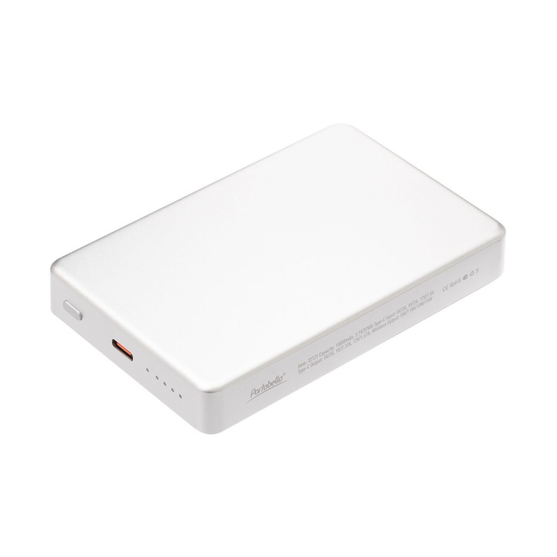 Внешний аккумулятор Atlantis PD Plus 10000mAh с функцией беспроводной зарядки 15W, серебряный, черный. Артикул е32121.010