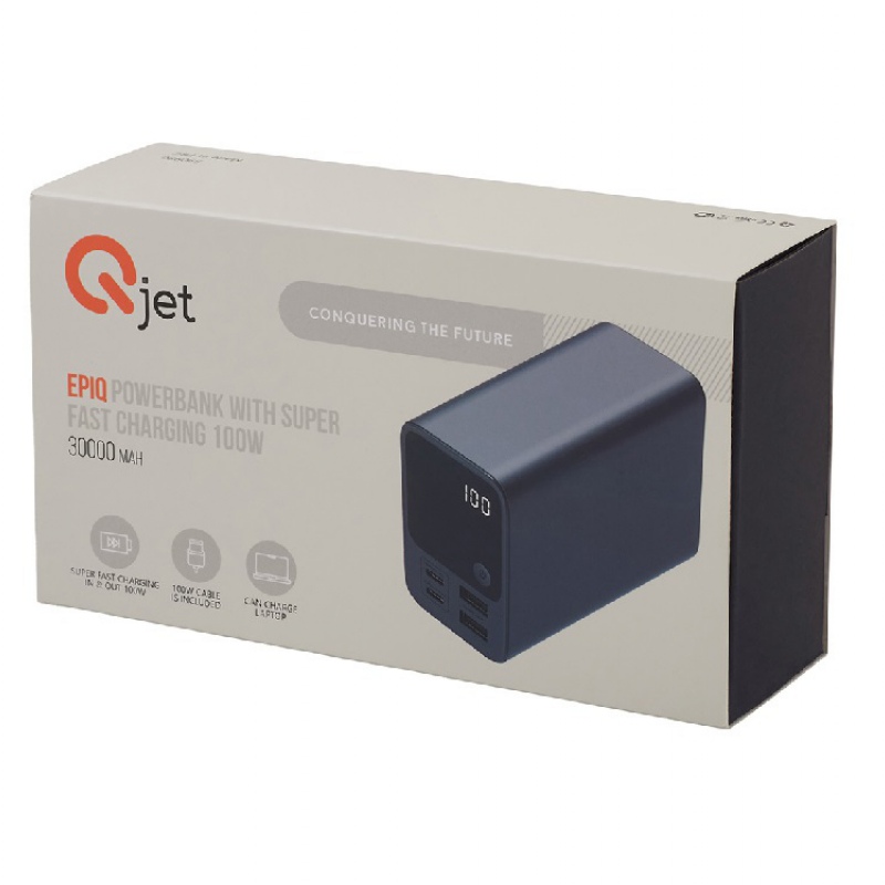 Внешний аккумулятор для ноутбуков «EpIQ», 100 Вт, 30000 mAh, темно-серый. Артикул о590980