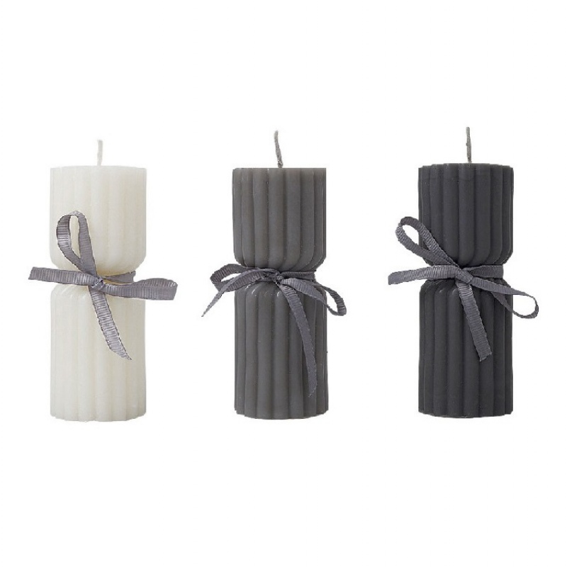 Набор свечей с гранями «Vela», темно-серый, серый, белый. Артикул о400262