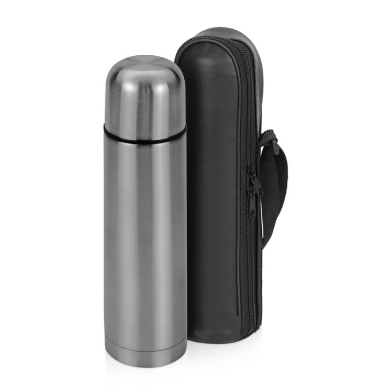 Термос «Ямал» с чехлом, оранжевый, белый, серебристый. Артикул о716001