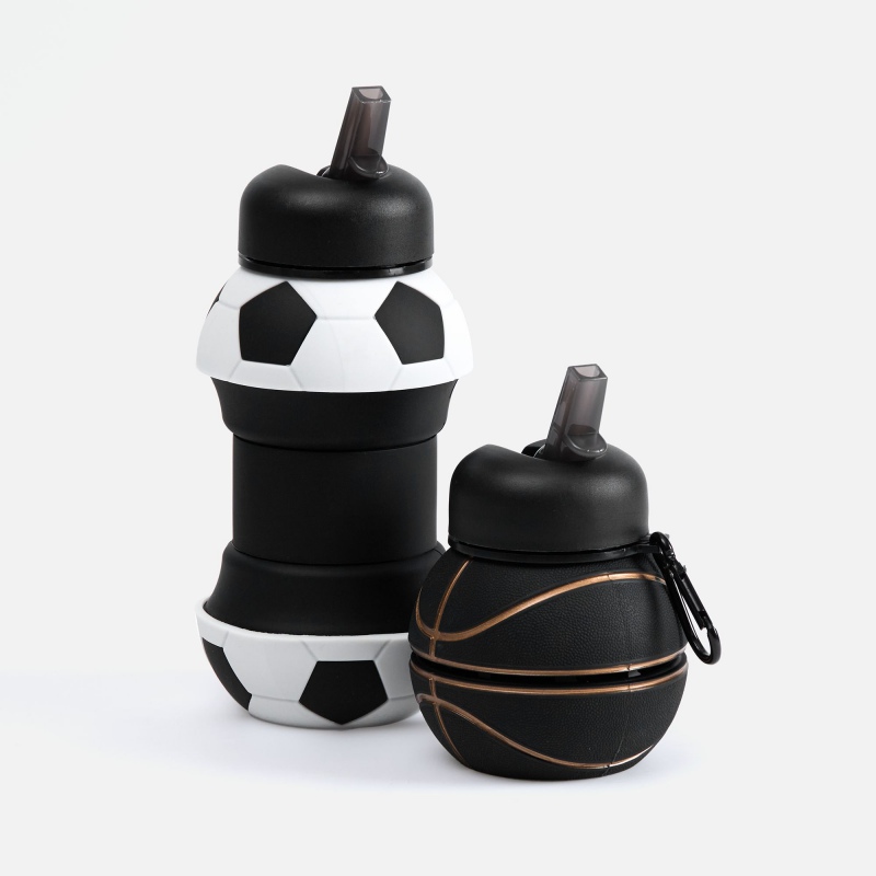 Складная бутылка для воды Basketball Flex, Football Flex, черная, белая с черным. Артикул р17492.63