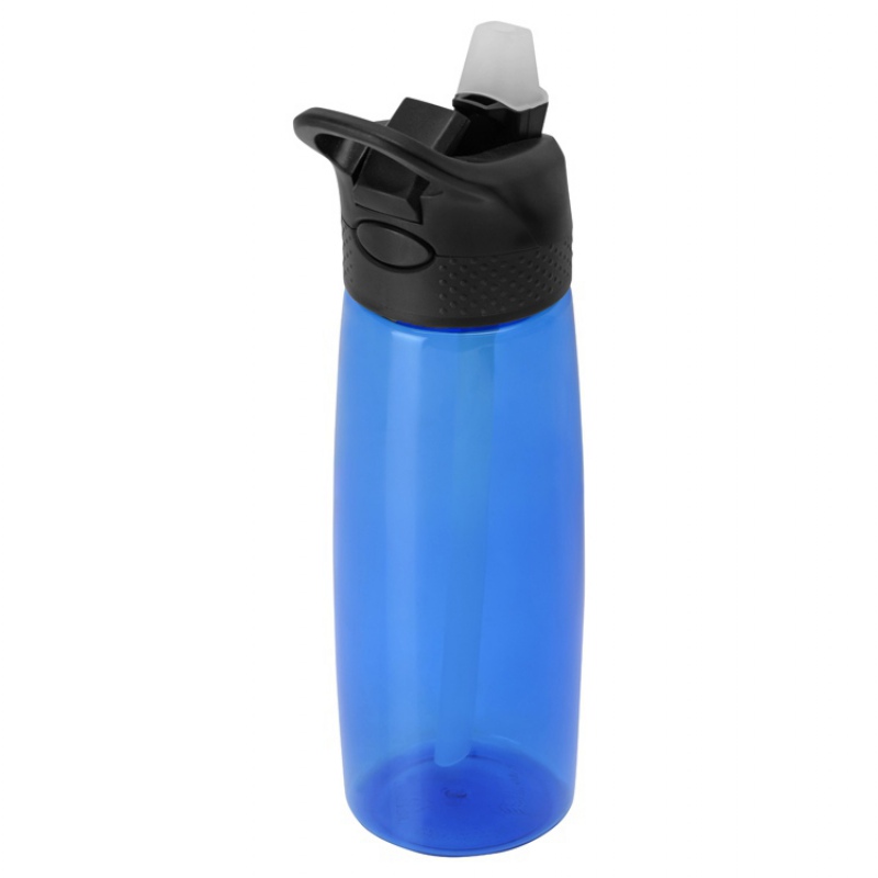 Бутылка для воды c кнопкой «Tank»,  синяя, серая. Артикул о8110