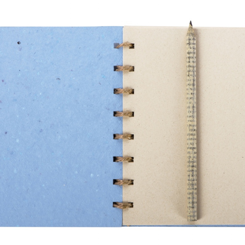 Блокнот А6 с бумажным карандашом и семенами цветов микс, зеленое яблоко, синий, натуральный. Артикул о22020