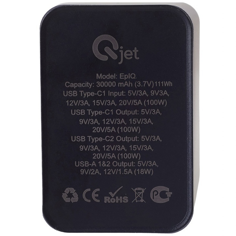 Внешний аккумулятор для ноутбуков «EpIQ», 100 Вт, 30000 mAh, темно-серый. Артикул о590980