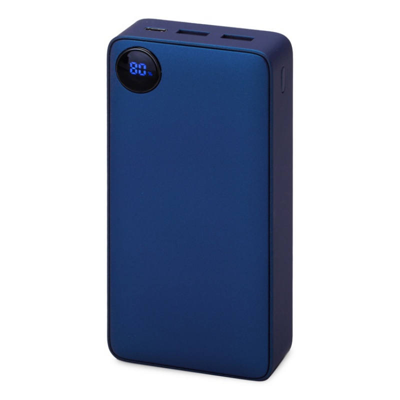 Внешний аккумулятор «Mild Pro» c быстрой зарядкой QC/PD, металлик soft-touch, 20 000 mAh, синий, серый, белый. Артикул о59124