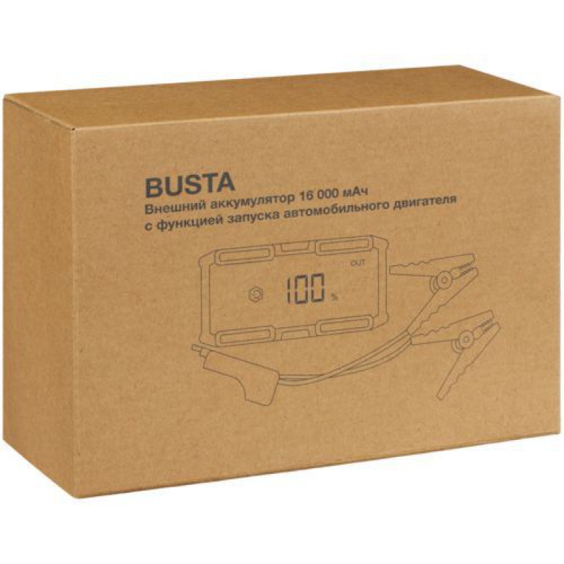 Аккумулятор с запуском двигателя Busta 16000 мАч, черный. Артикул р25777.30