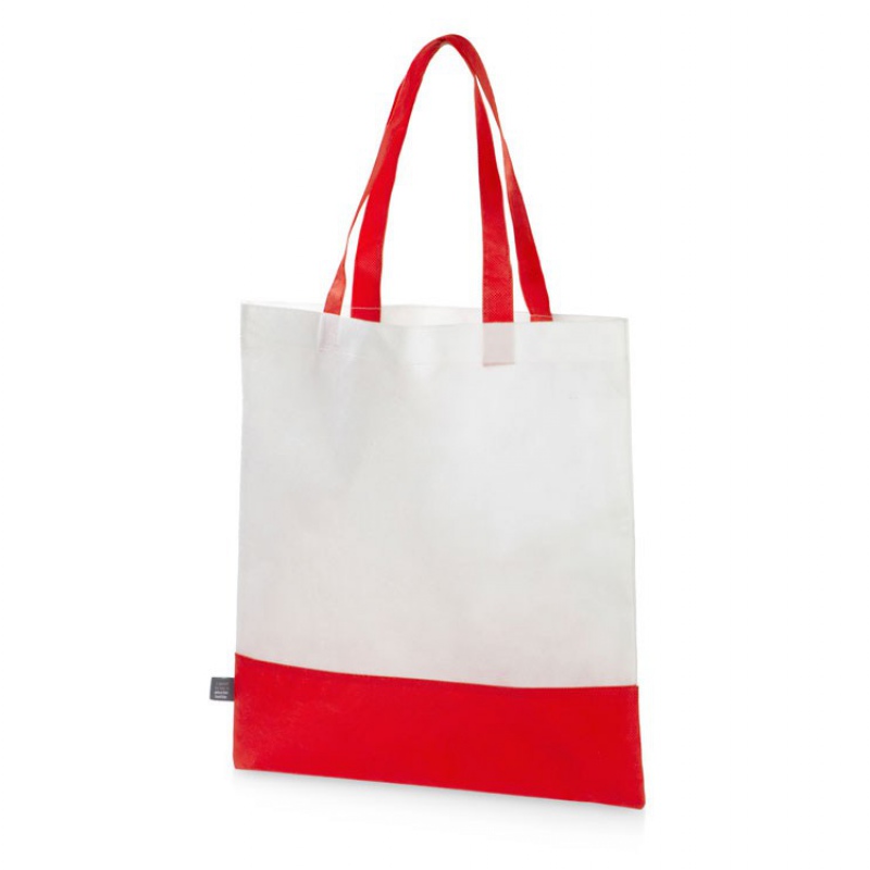 Сумка-шоппер двухцветная Reviver из нетканого переработанного материала RPET, зеленый, красный, синий, черный. Артикул о59020