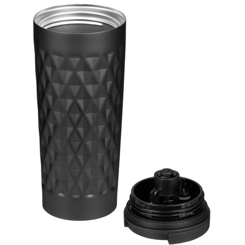 Герметичная вакуумная термокружка «Matrix», 450 мл, черный, серебристый. Артикул о82305