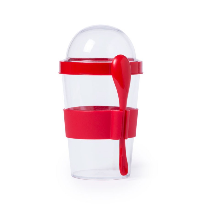 Контейнер для еды YOPLAT с ложкой, пластик 4 цвета. Артикул и345572