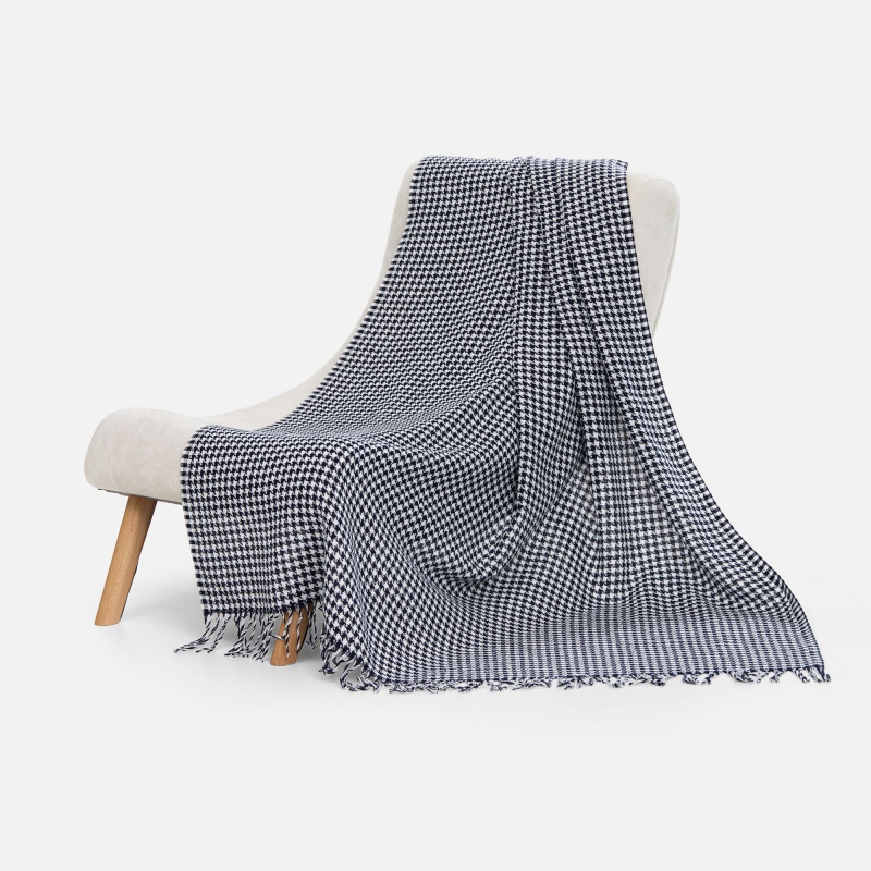 Плед Cambon, иссиня-черный, голубой, бежевый, светло-серый. Артикул р18640