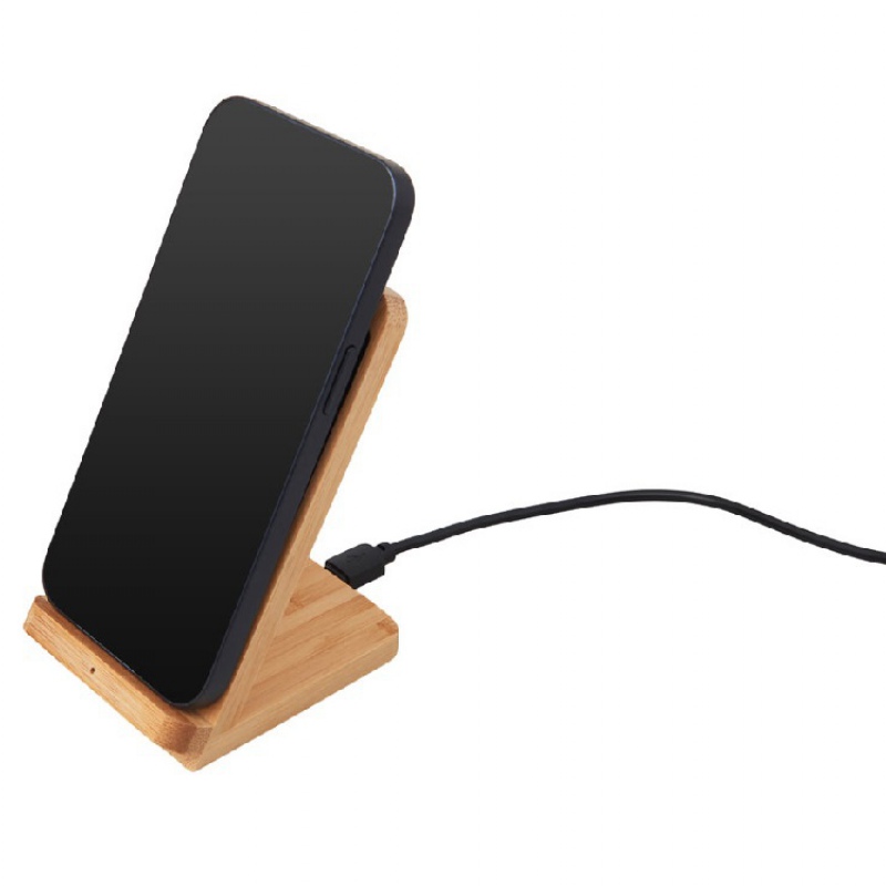 Беспроводное зарядное устройство 2-в-1 с подсветкой лого «Reedia S4», 15 Вт, черный/натуральный. Артикул о5911017