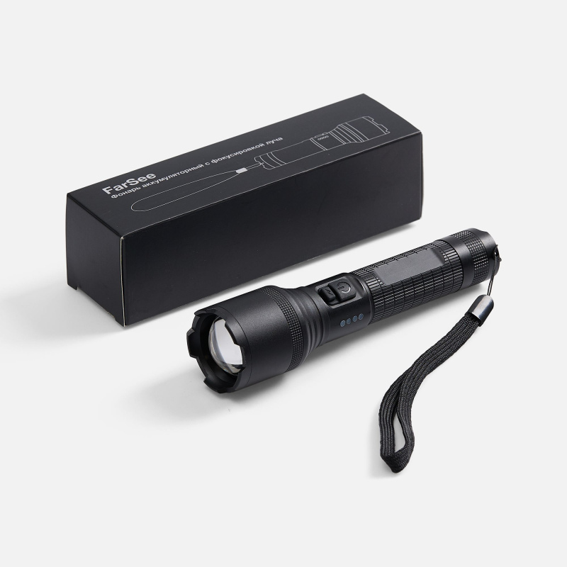 Фонарь аккумуляторный с фокусировкой луча FarSee, черный. Артикул р63058.30
