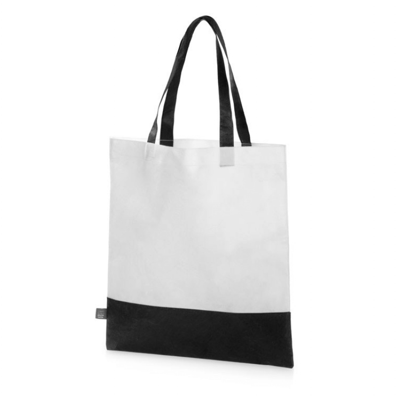 Сумка-шоппер двухцветная Reviver из нетканого переработанного материала RPET, зеленый, красный, синий, черный. Артикул о59020