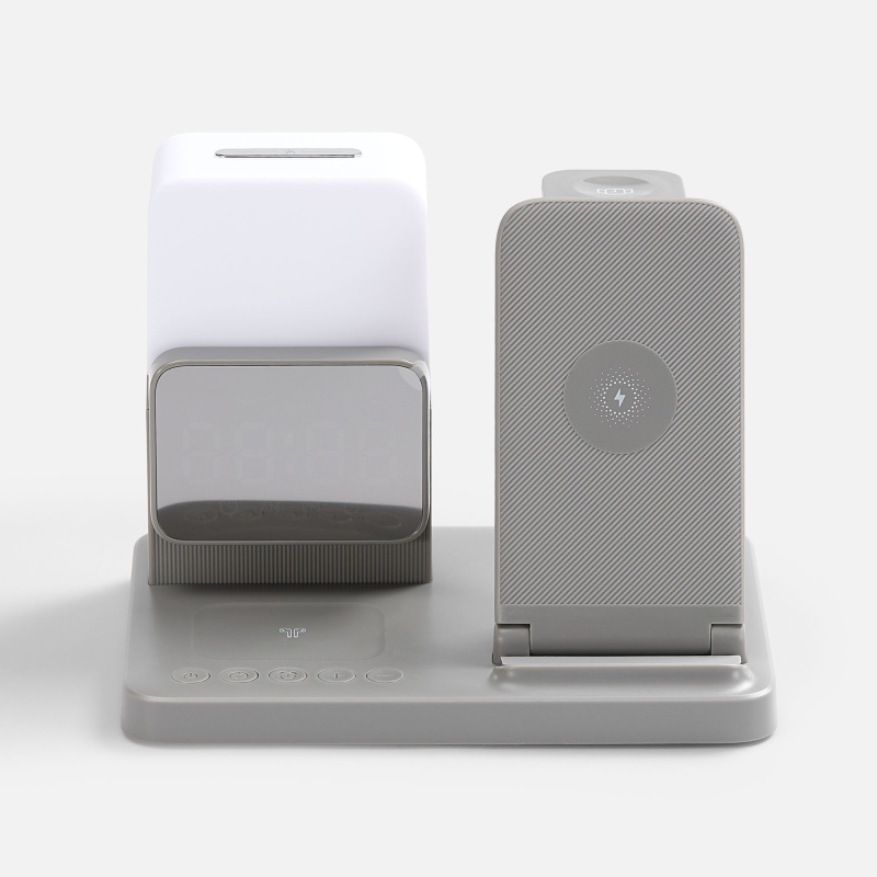 Зарядная станция с электронными часами и подсветкой Large Charge ver.3, серая. Артикул р18647.10