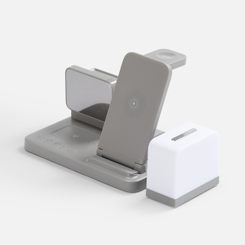 Зарядная станция с электронными часами и подсветкой Large Charge ver.3, серая. Артикул р18647.10