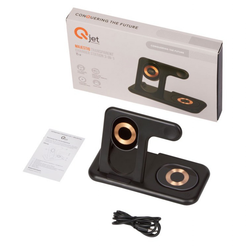 Беспроводная зарядная станция 3-в-1 «MajestIQ», 15 Вт. Артикул о188101