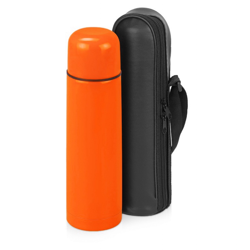 Термос «Ямал» с чехлом, оранжевый, белый, серебристый. Артикул о716001