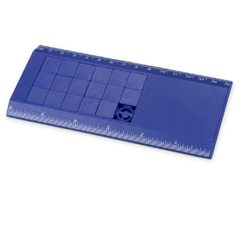 Линейка с игрой «Пятнашки», синяя, белая. Артикул о74950