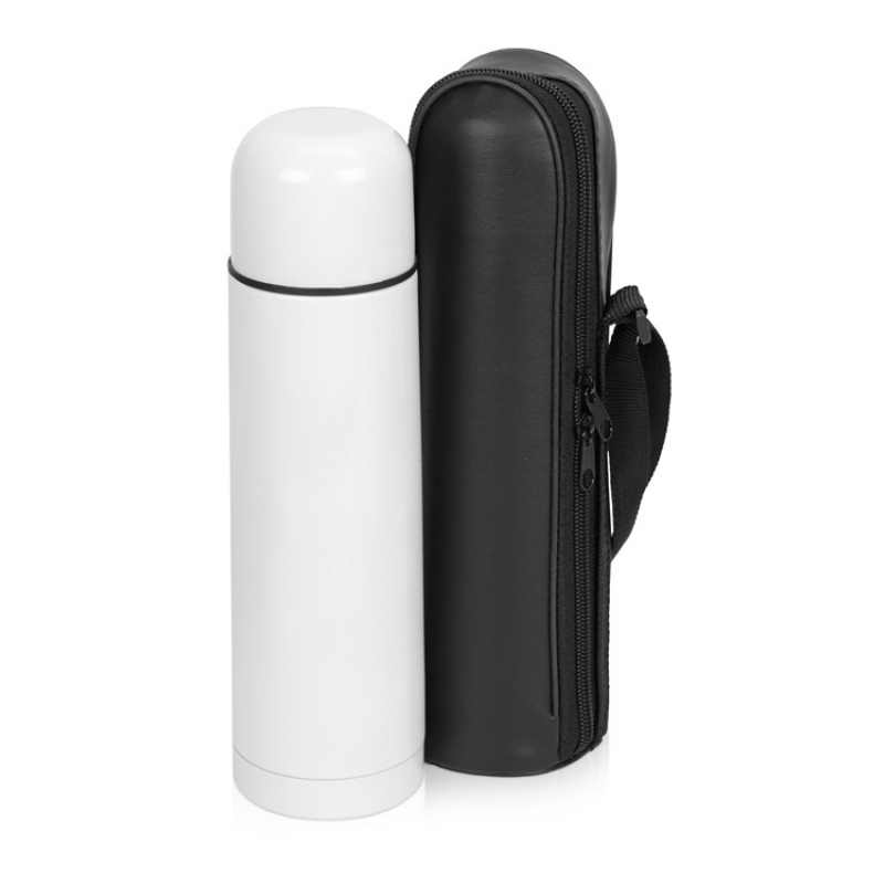 Термос «Ямал» с чехлом, оранжевый, белый, серебристый. Артикул о716001