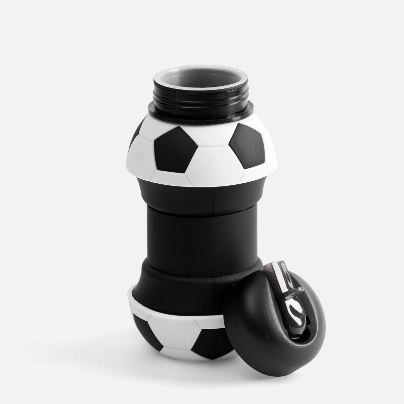 Складная бутылка для воды Basketball Flex, Football Flex, черная, белая с черным. Артикул р17492.63