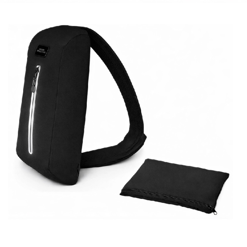 Сумка-слинг «Nomad» на одно плечо из переработанного пластика, серый, черный. Артикул о93607