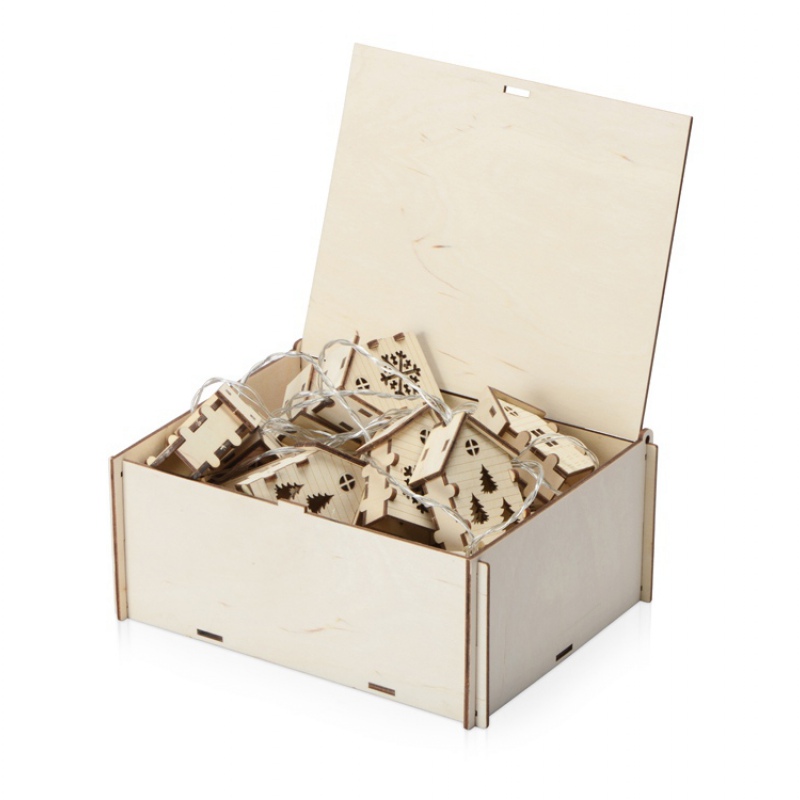 Елочная гирлянда с лампочками «Зимняя сказка» в деревянной подарочной коробке. Артикул о625320