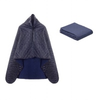 Плед-пончо 2-в-1 «Cappy» с капюшоном и мешком, темно-синий, серый, черный. Артикул о14251