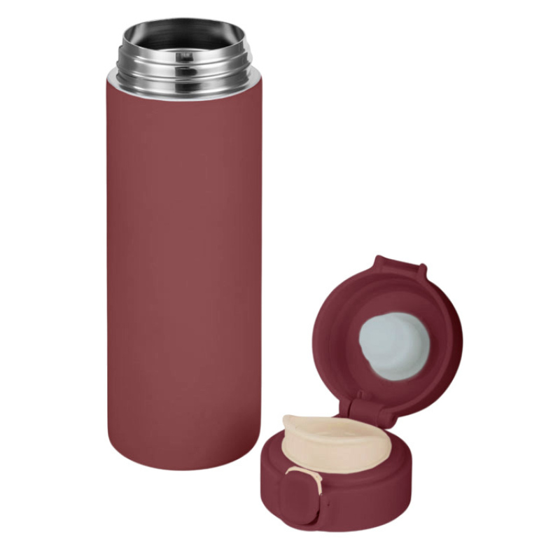 Вакуумная термокружка c кнопкой «Guard», soft-touch, 400 мл, тубус, 7 цветов. Артикул о82751