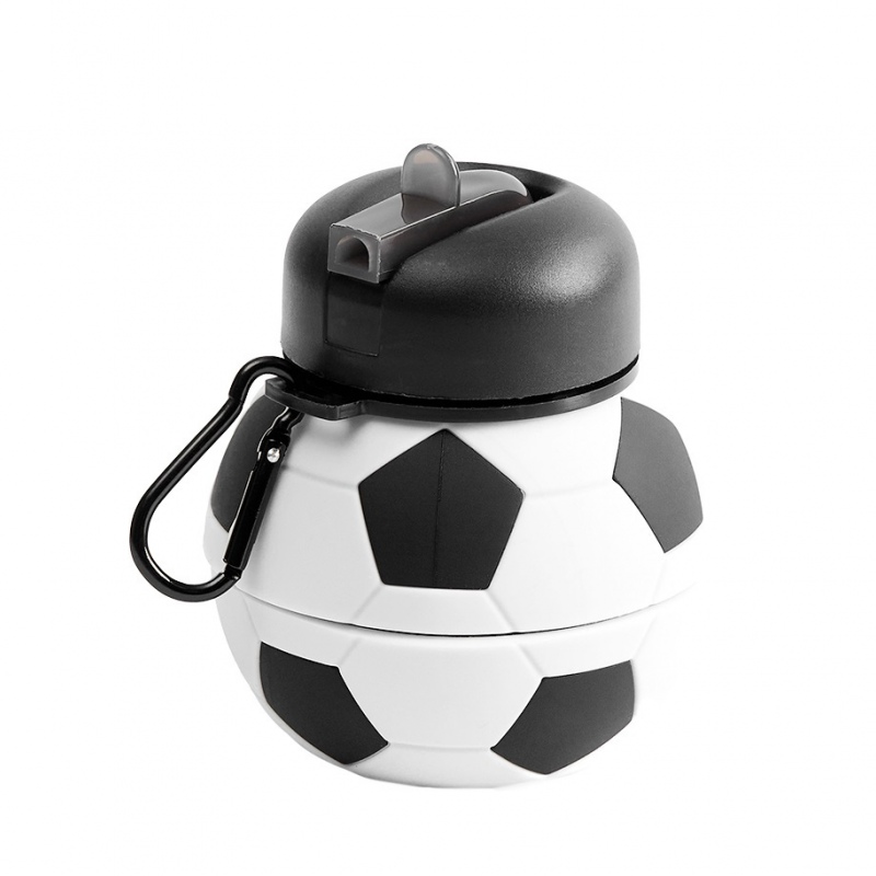 Складная бутылка для воды Basketball Flex, Football Flex, черная, белая с черным. Артикул р17492.63