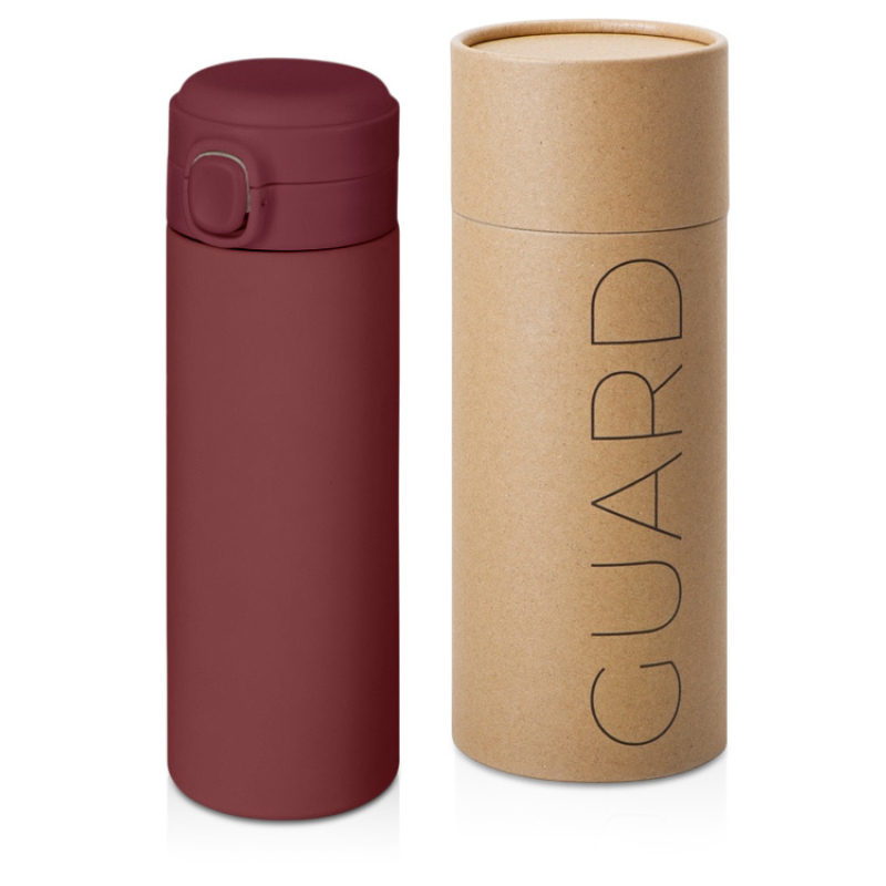 Вакуумная термокружка c кнопкой «Guard», soft-touch, 400 мл, тубус, 7 цветов. Артикул о82751