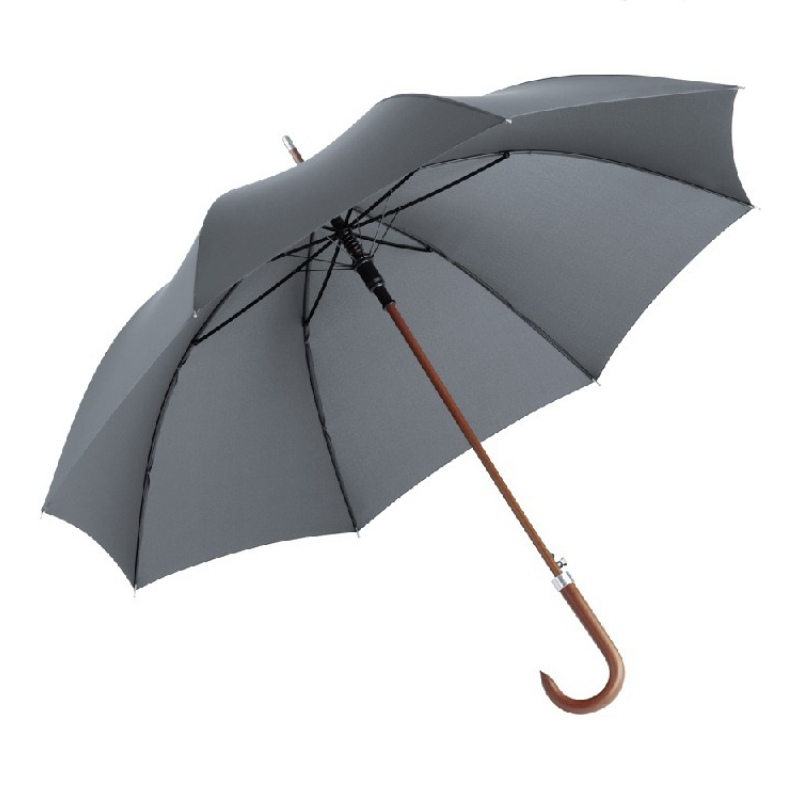 Зонт-трость «Dandy» с деревянной ручкой, темно-синий navy, серый, черный. Артикул о10009