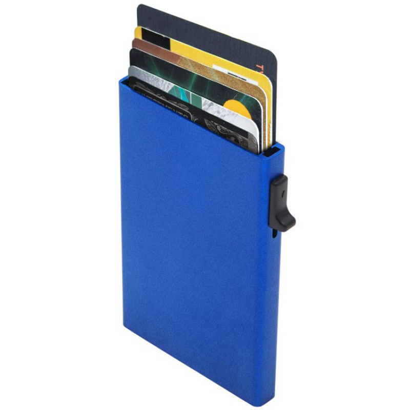 Картхолдер «Florence» с RFID-защитой, синий, оружейная сталь. Артикул о70060