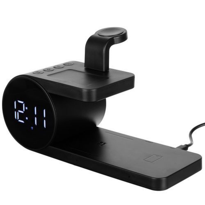 Станция беспроводной зарядки с часами fullStack, черная, белая. Артикул р16460