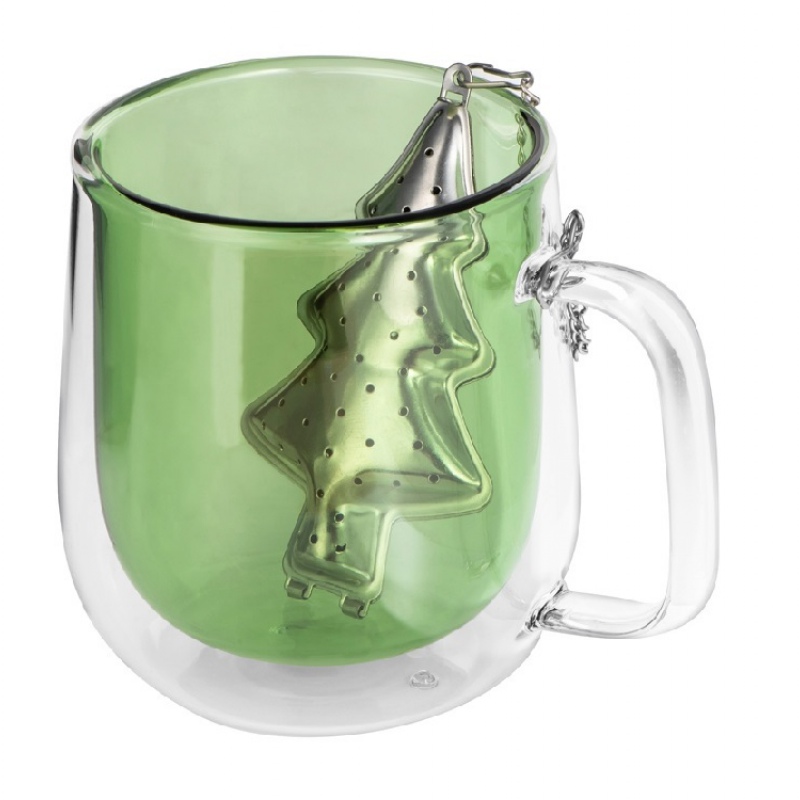 Набор «Bergamot»: кружка и ситечко для чая, прозрачный, серебристый/ зеленый, синий, черный. Артикул о88732