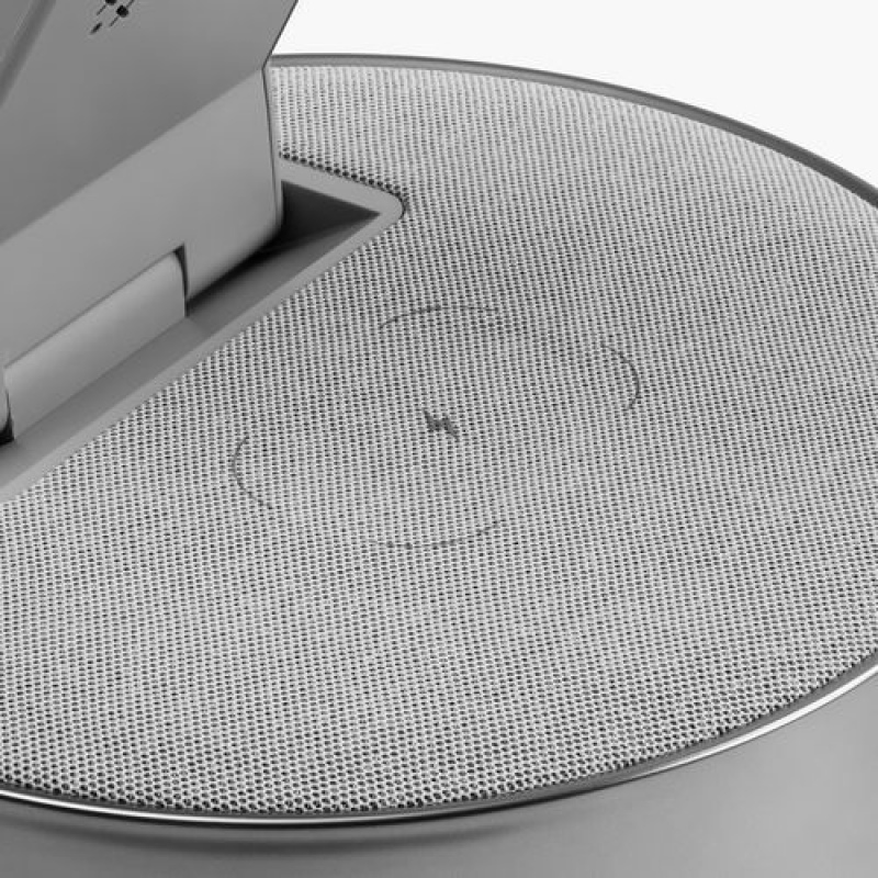 Bluetooth-колонка с беспроводной зарядкой и часами netEnergy, серая. Артикул р16847.10