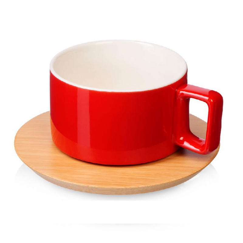 Чайная пара с бамбуковым блюдцем «Sheffield», 4 цвета. Артикул о87145