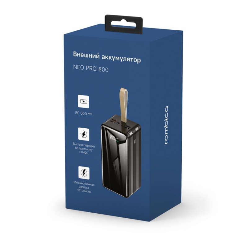 Внешний аккумулятор для ноутбуков «NEO PRO-800», 80000 mAh, Rombica, белый, черный. Артикул о59589
