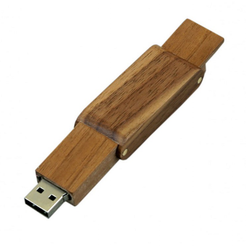 USB 2.0 - флешка на 16 Гб прямоугольной формы с раскладным корпусом, коричневый, белый. Артикул о7005.16