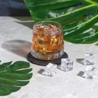 Вращающийся бокал для виски на сланцевом костере «Bromo», прозрачный. Артикул о887370