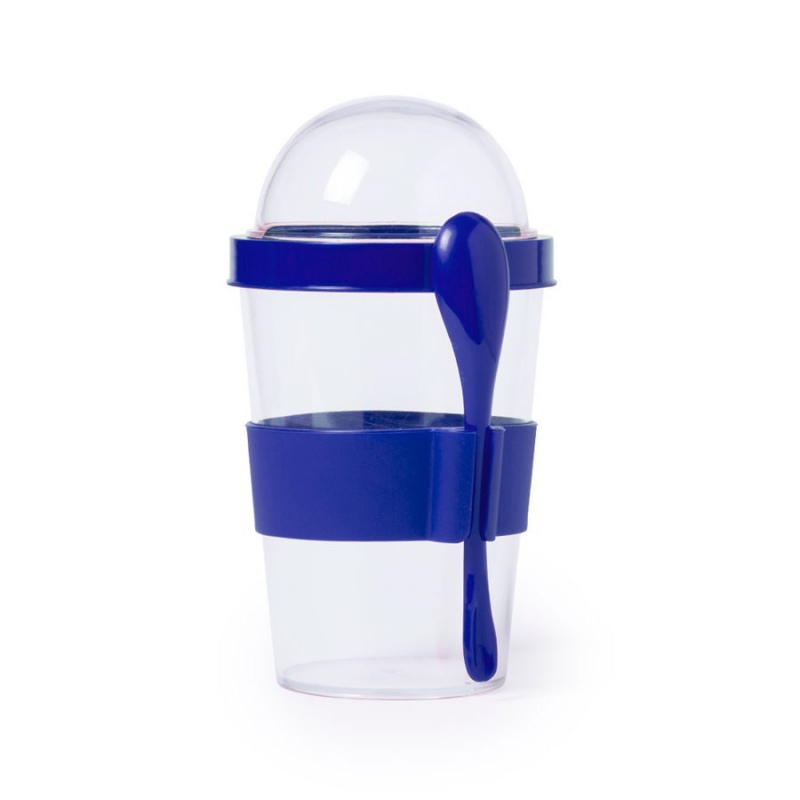 Контейнер для еды YOPLAT с ложкой, пластик 4 цвета. Артикул и345572