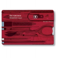 Швейцарская карточка «SwissCard Classic», 10 функций, полупрозрачный синий, полупрозрачный красный. полупрозрачный черный. Артикул о60119