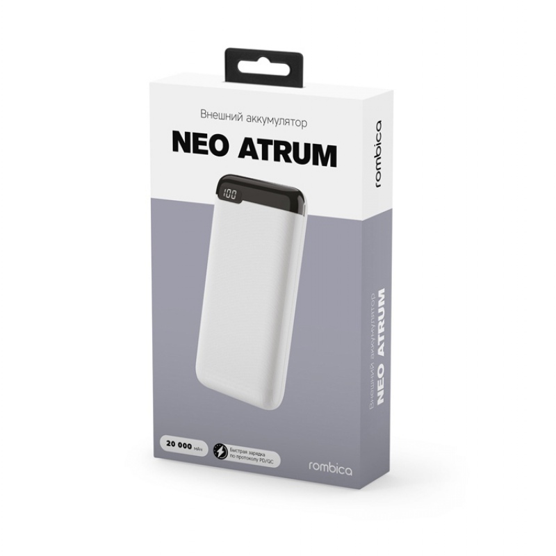 Внешний аккумулятор «NEO Atrum», 20000 mAh, Rombica, белый, черный. Артикул о59587