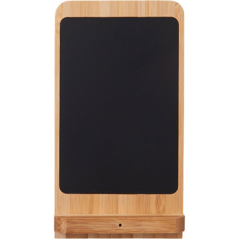 Беспроводное зарядное устройство 2-в-1 с подсветкой лого «Reedia S4», 15 Вт, черный/натуральный. Артикул о5911017