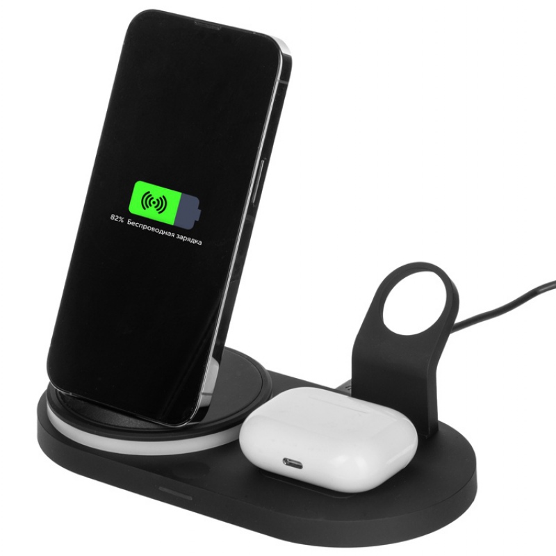 Складная зарядная станция с беспроводной зарядкой «Flashport», 15 Вт. Артикул о591076
